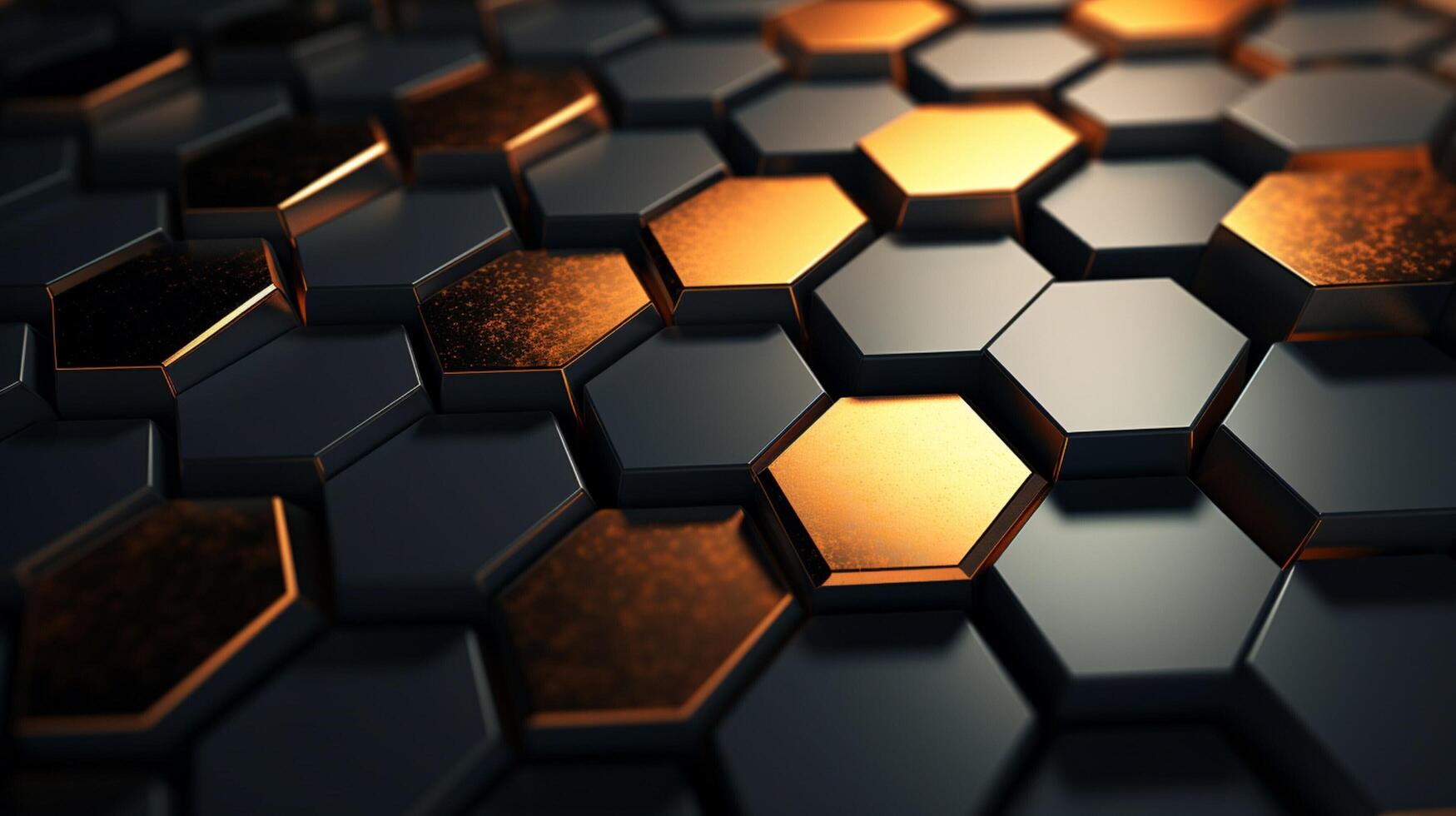 AI generated Metal Textured Hexagons background photo