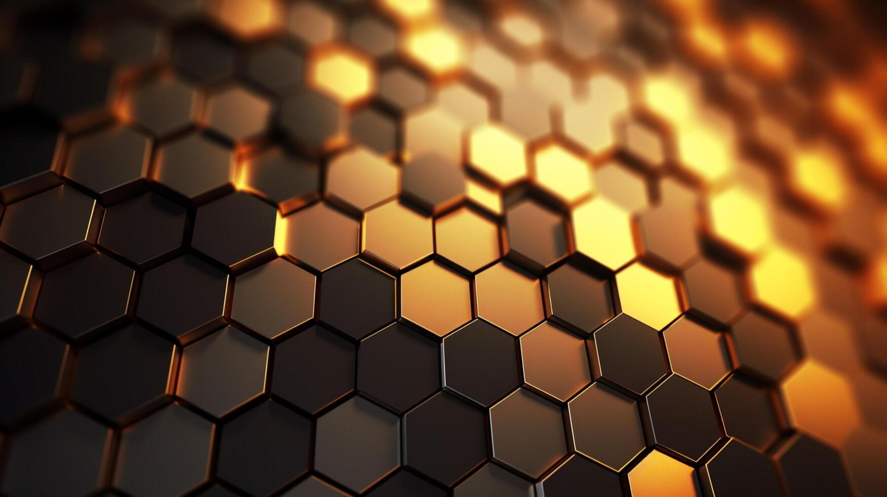 AI generated Metallic Grid with Hexagonal Shapes background photo