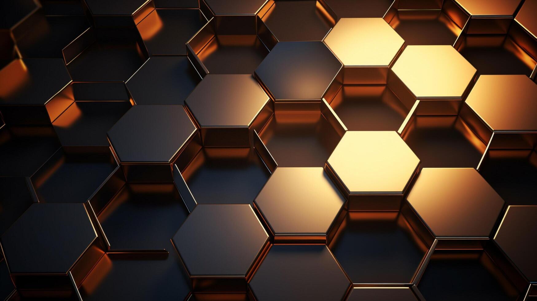 AI generated Metallic Grid with Hexagonal Shapes background photo