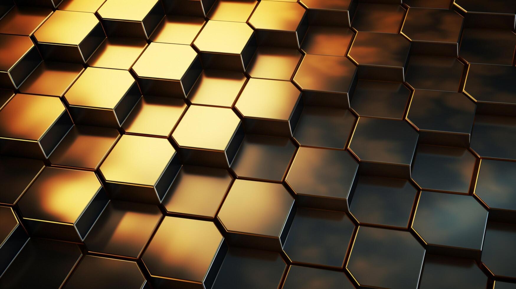 AI generated Metallic Grid with Hexagonal Shapes background photo