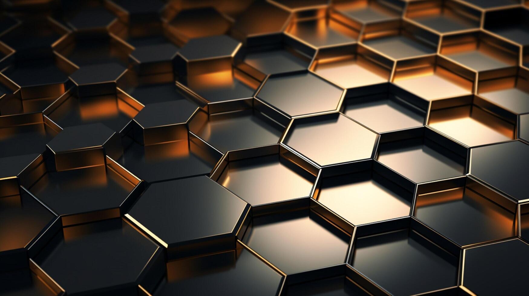 AI generated Metallic Grid with Hexagonal Shapes background photo