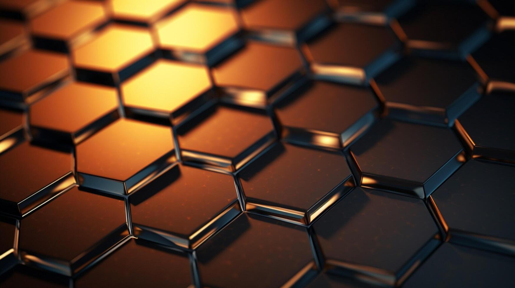 AI generated Metallic Honeycomb Grid background photo