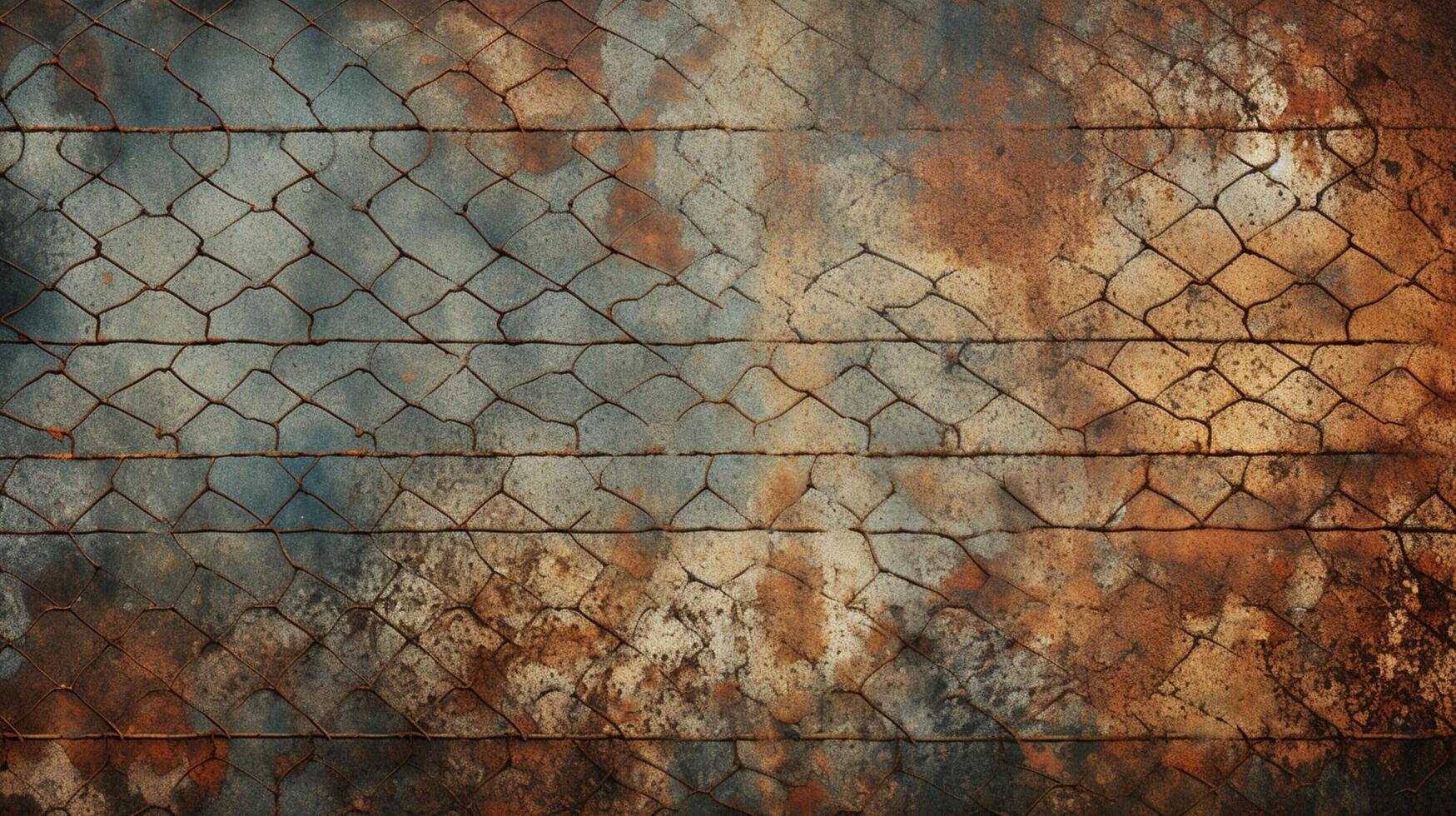 AI generated Metallic Grid with Worn Aged and Corroded Texture photo