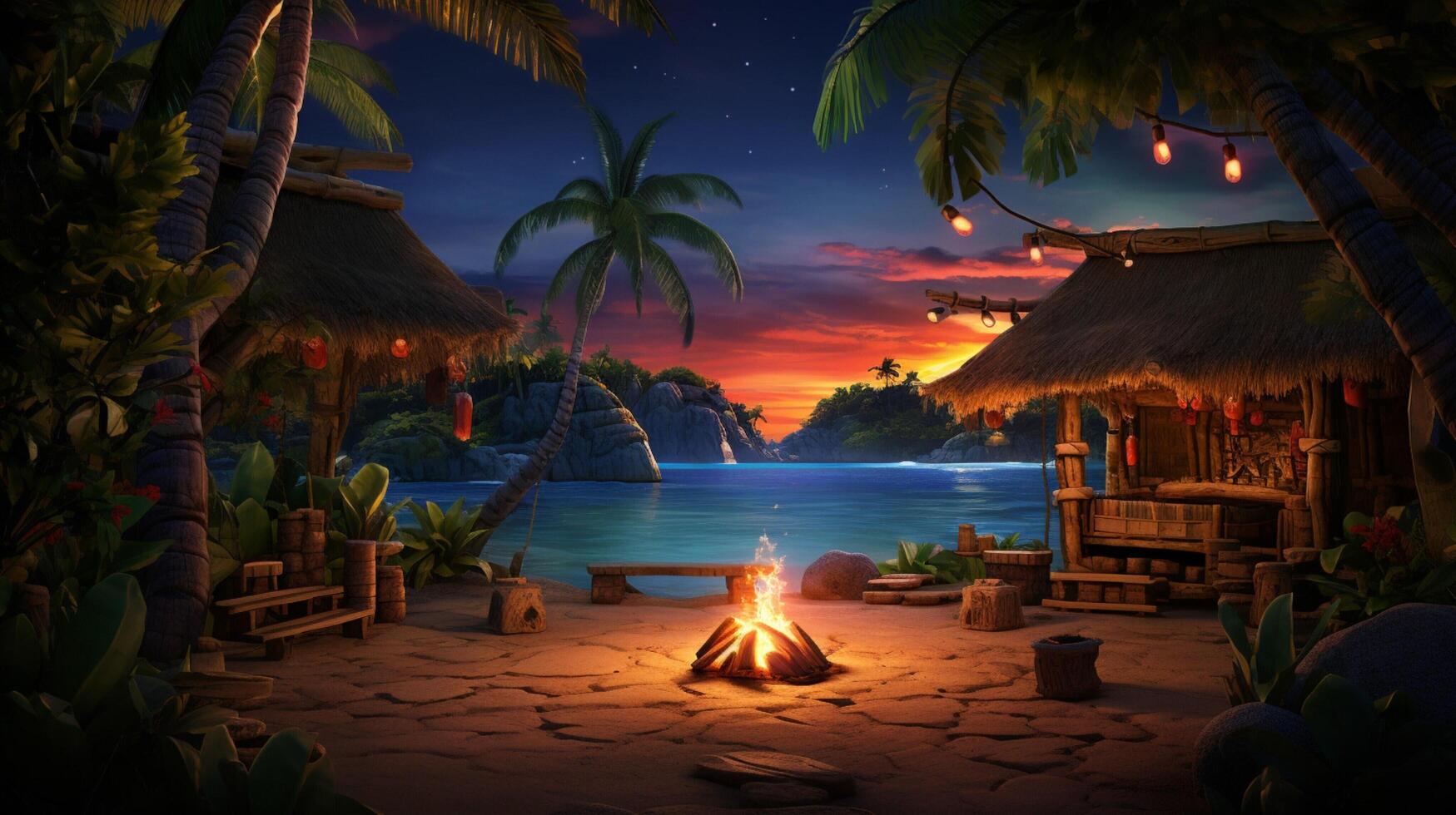 AI generated Midnight Luau background photo