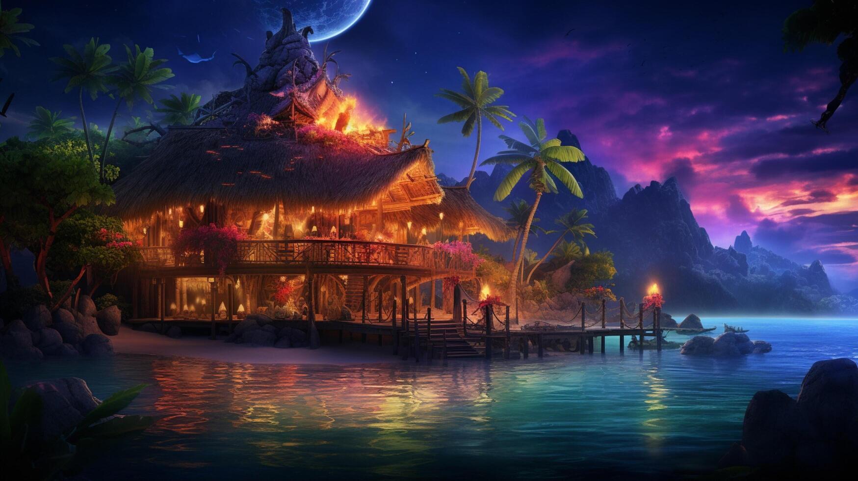 AI generated Midnight Luau background photo