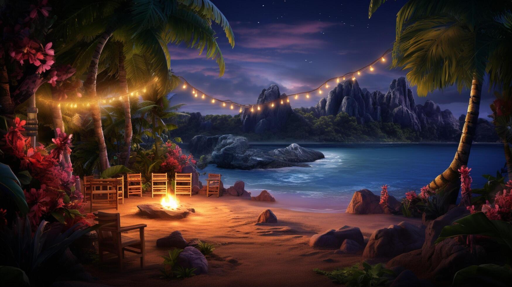 AI generated Midnight Luau background photo