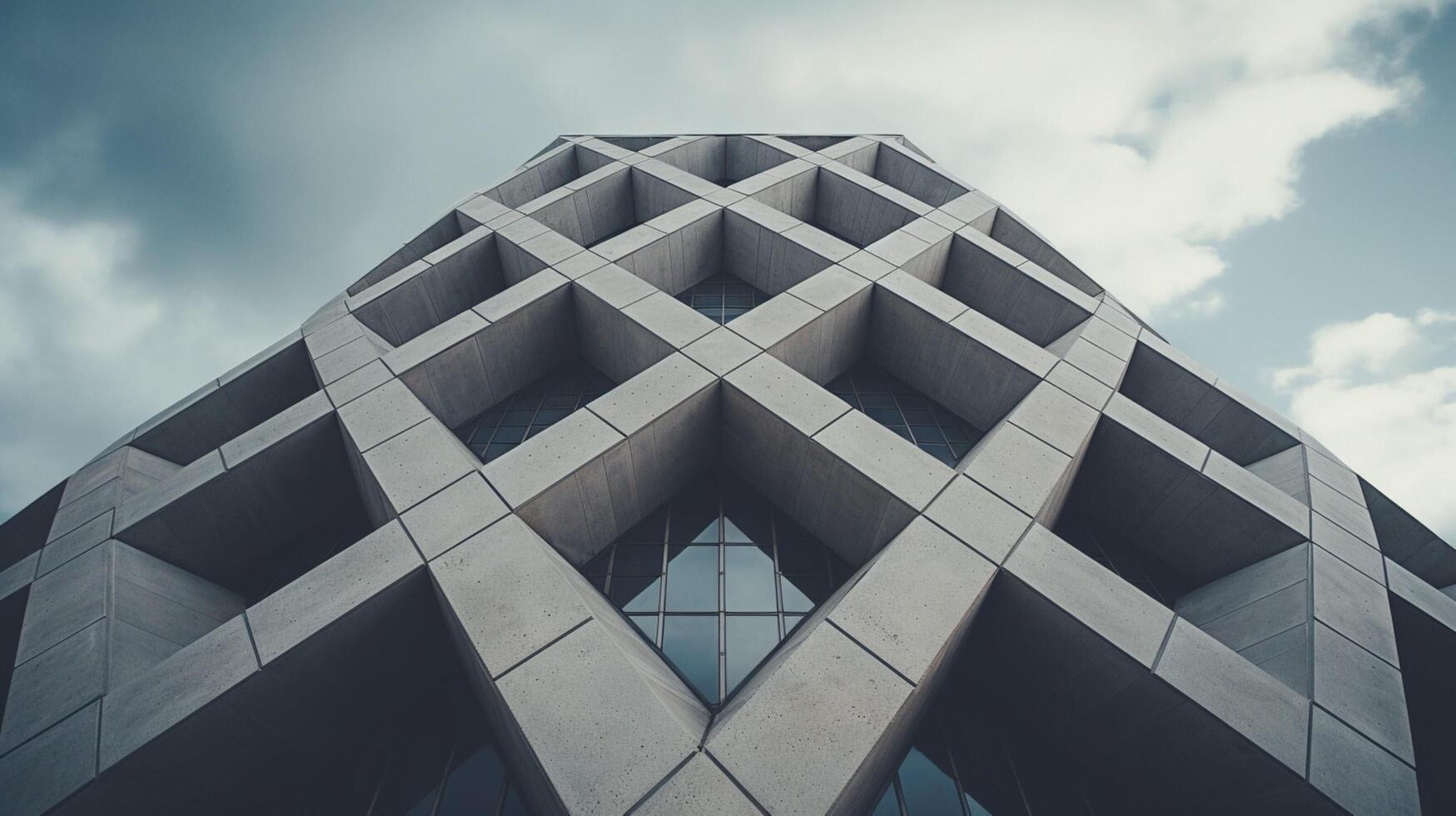 AI generated Modern Concrete Building with Geometric Design Background photo