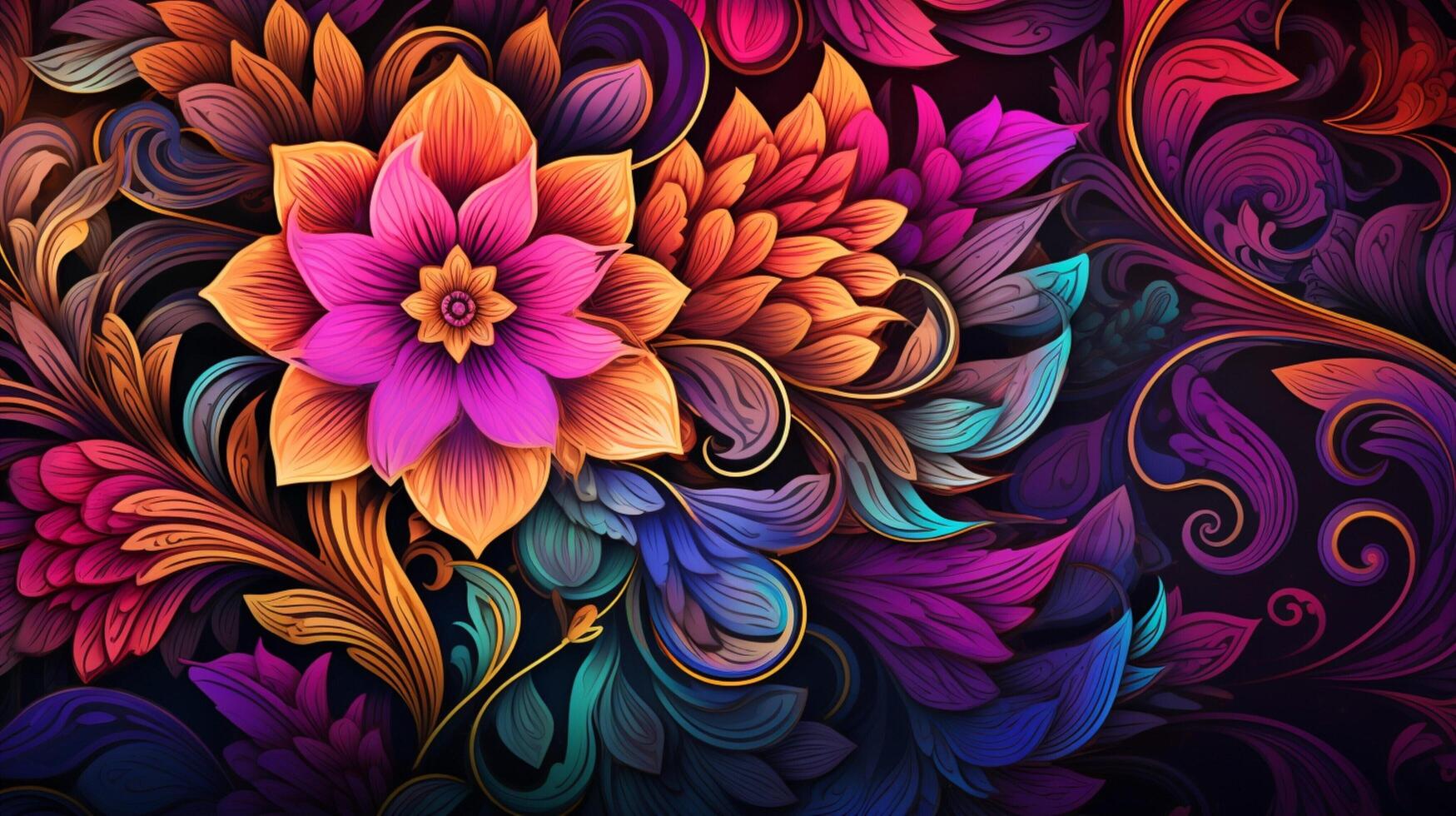 AI generated Moroccan Floral Background photo