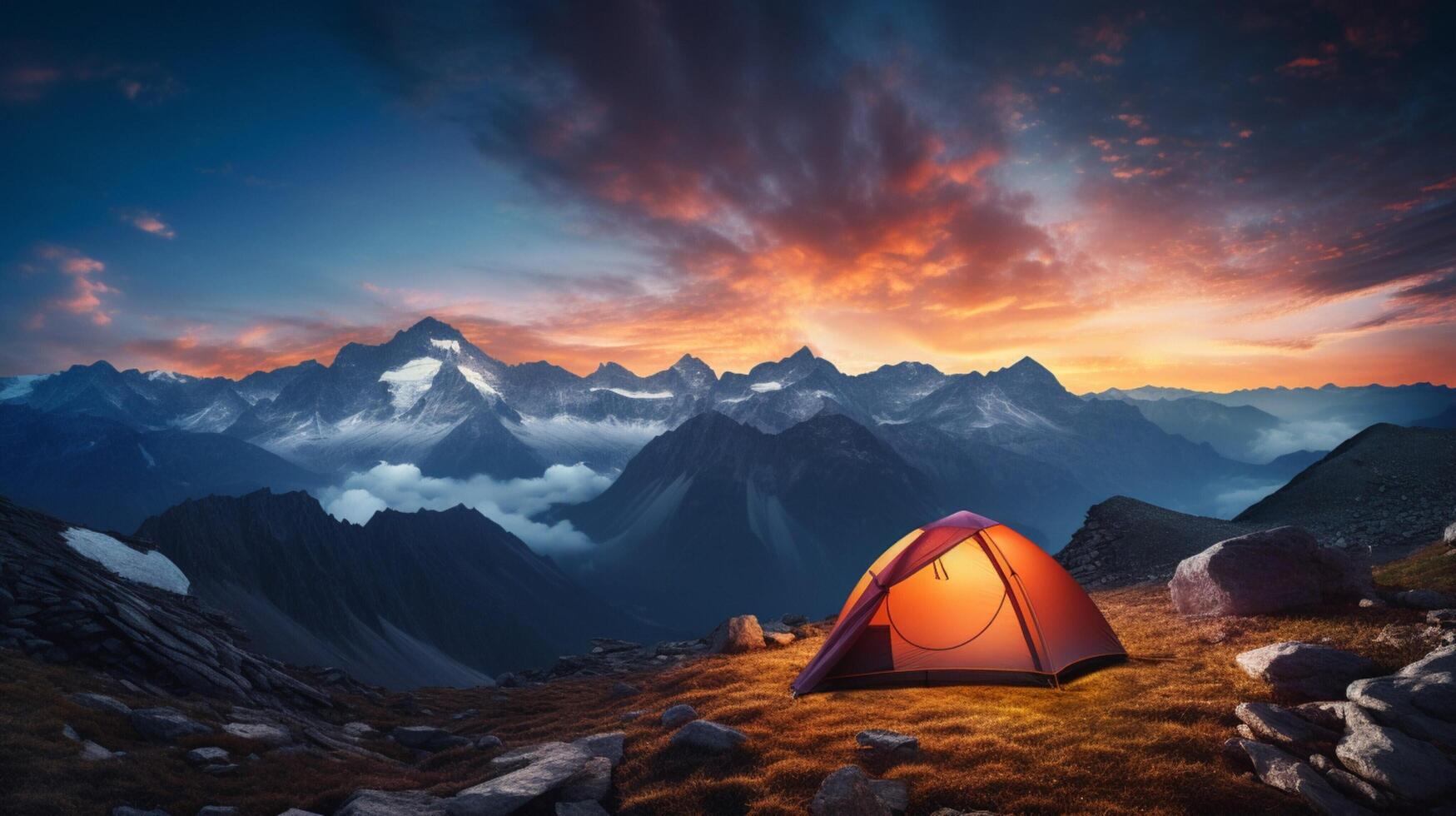 AI generated Mountain Camping Background photo
