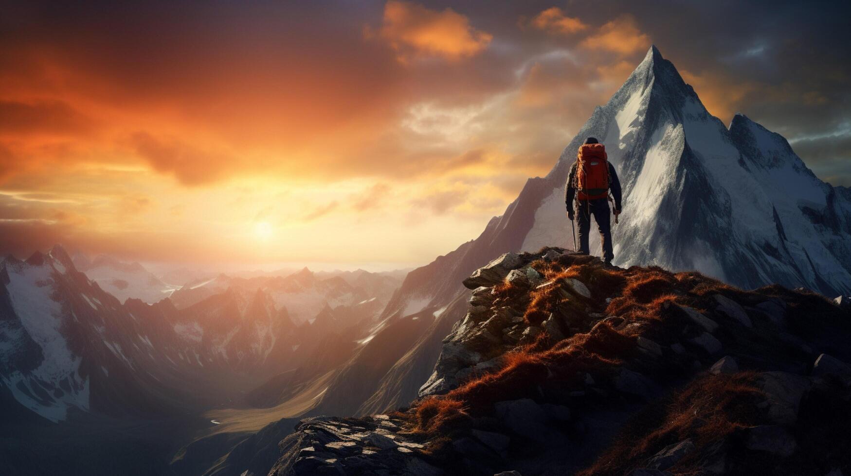 AI generated Mountain Climbers Background photo