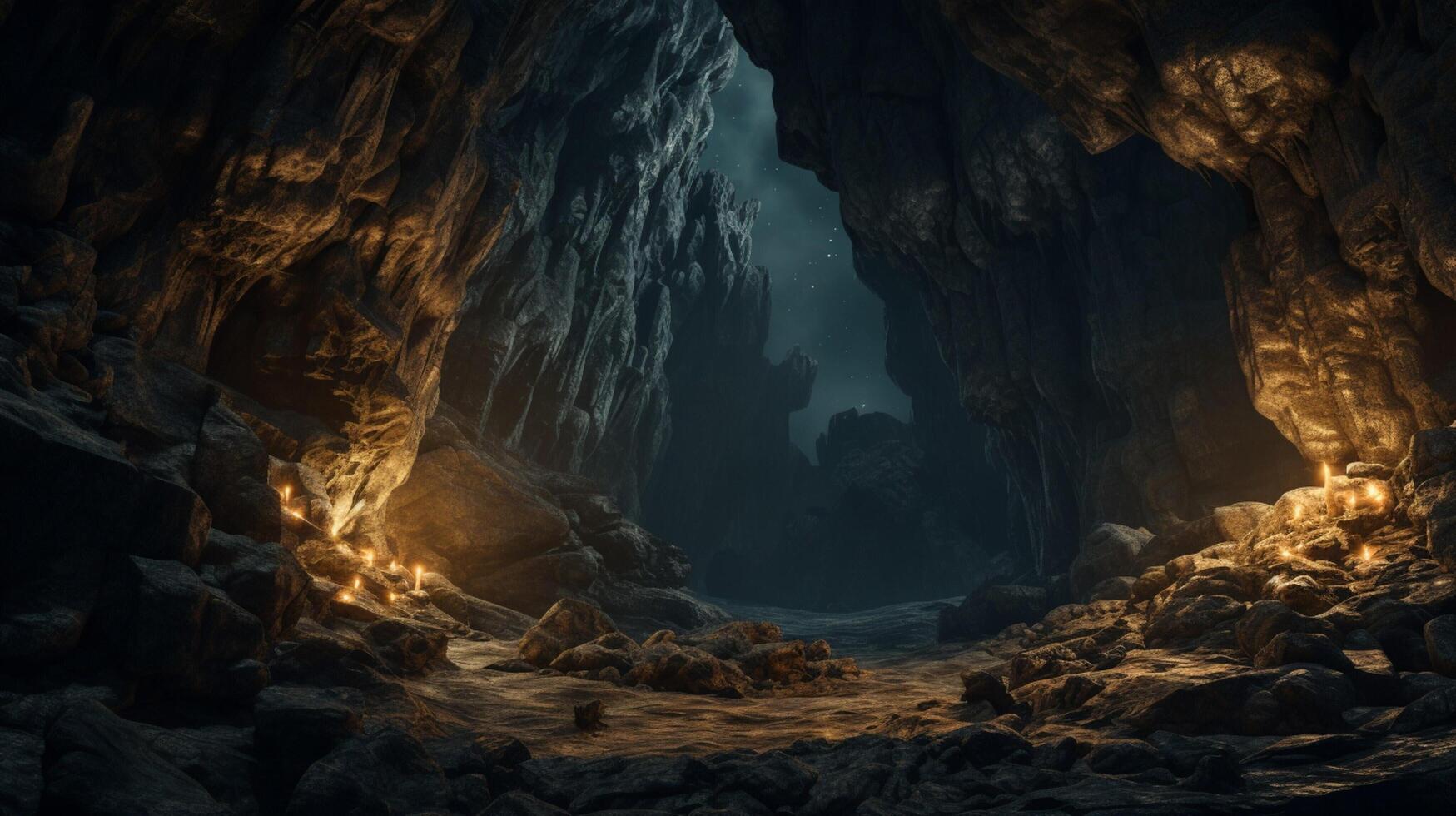 AI generated Mountain Cave Background photo