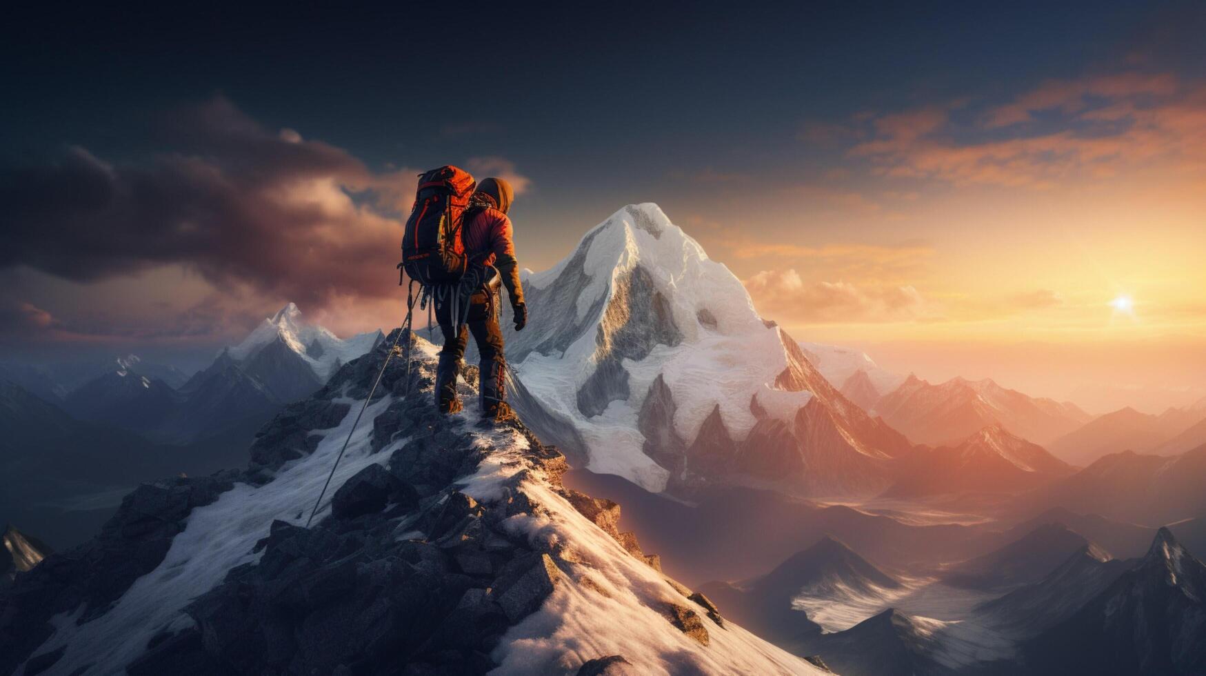 AI generated Mountain Climbers Background photo
