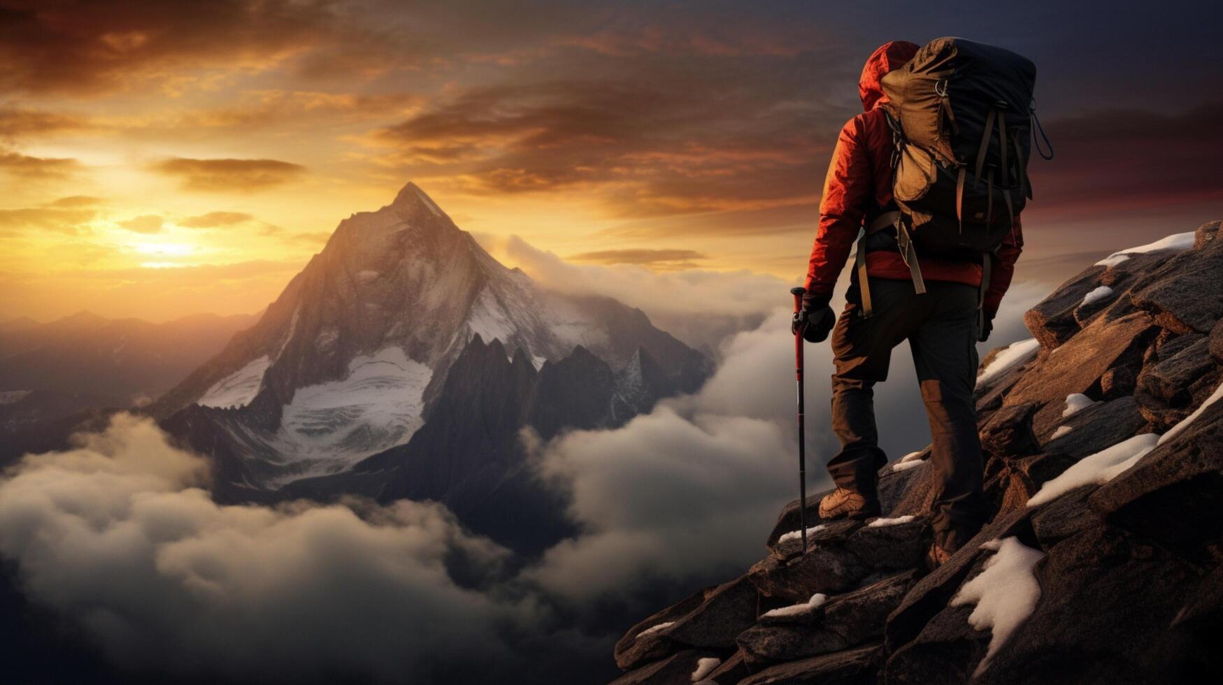 AI generated Mountain Climbers Background photo