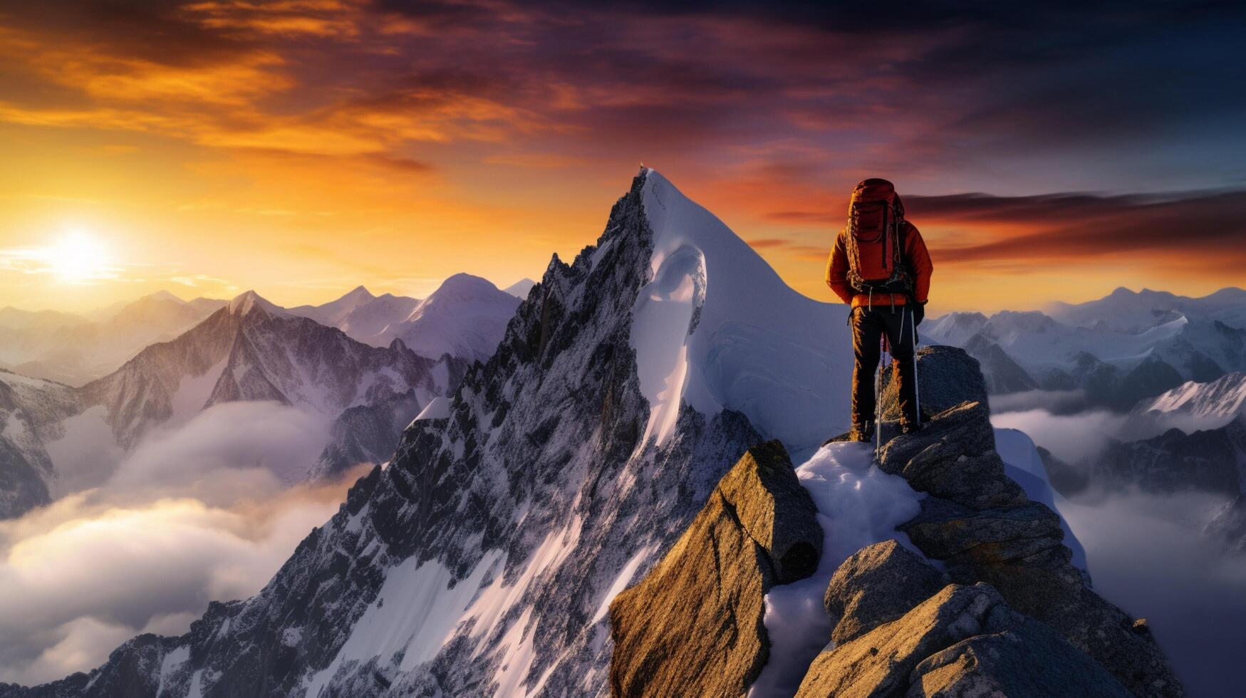 AI generated Mountain Climbing Background photo