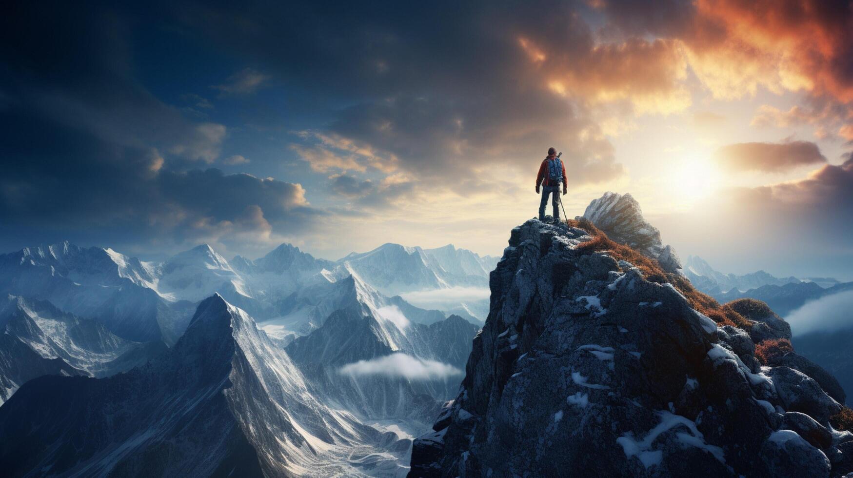 AI generated Mountain Climbing Challenge Background photo