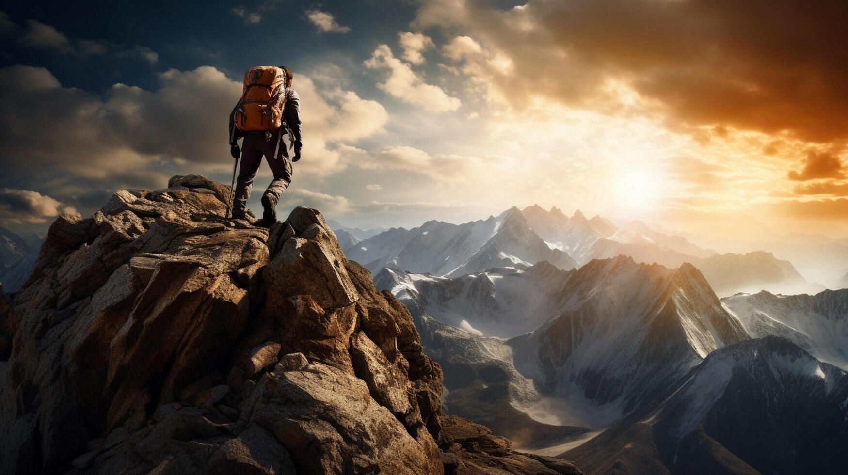 AI generated Mountain Climbing Background photo