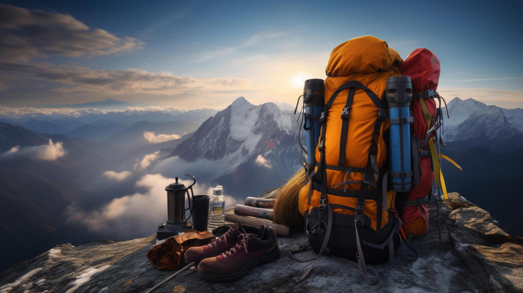 AI generated Mountain Climbing Equipment background photo