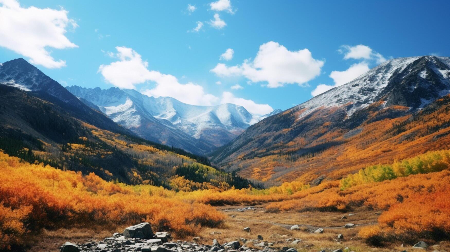 AI generated Mountain Fall Foliage Background photo