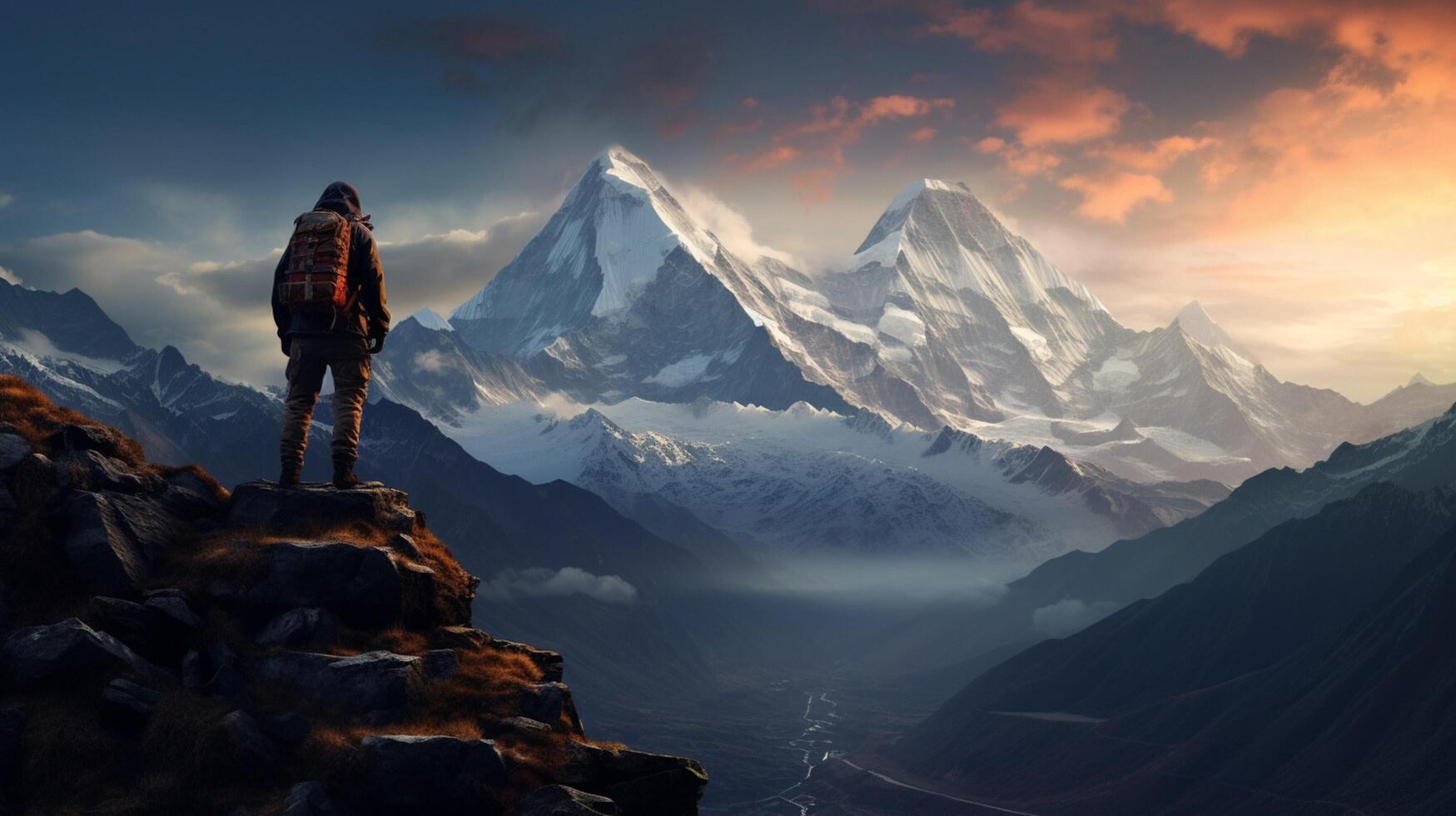 AI generated Mountain Explorer Background photo
