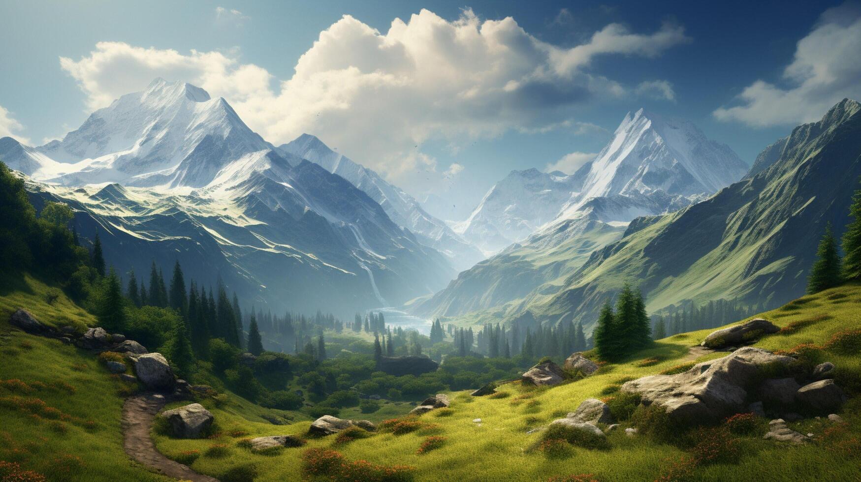 AI generated Mountain Landscape Background photo