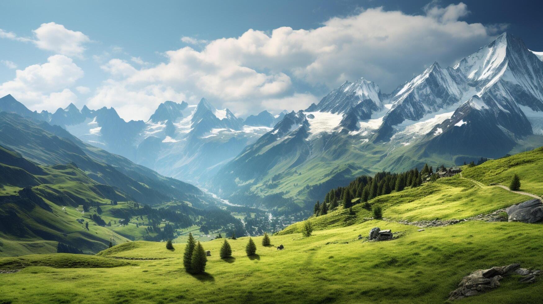 AI generated Mountain Landscape Photography Background photo