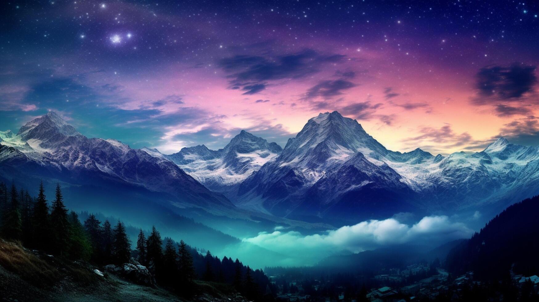 AI generated Mountain Milky Way Background photo