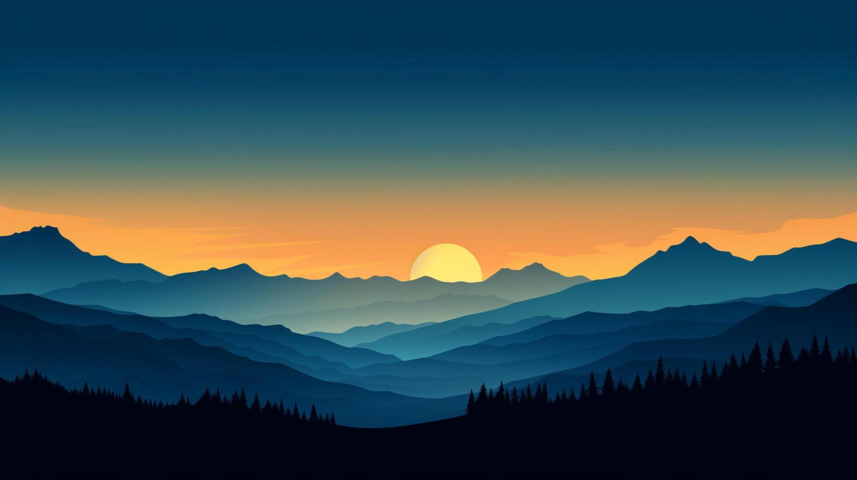 AI generated Mountain Landscape Silhouette Background photo