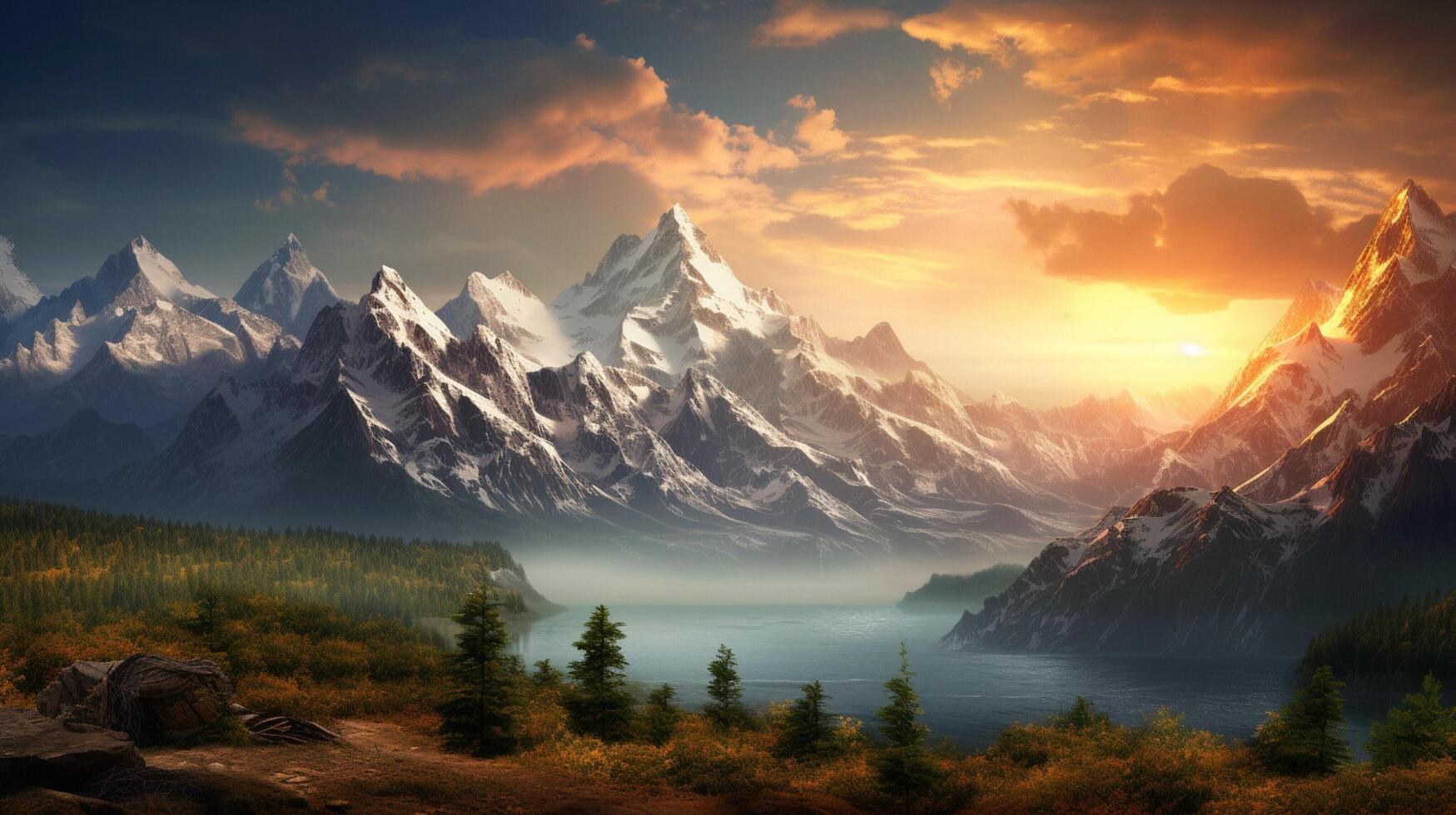 AI generated Mountain Range Background photo
