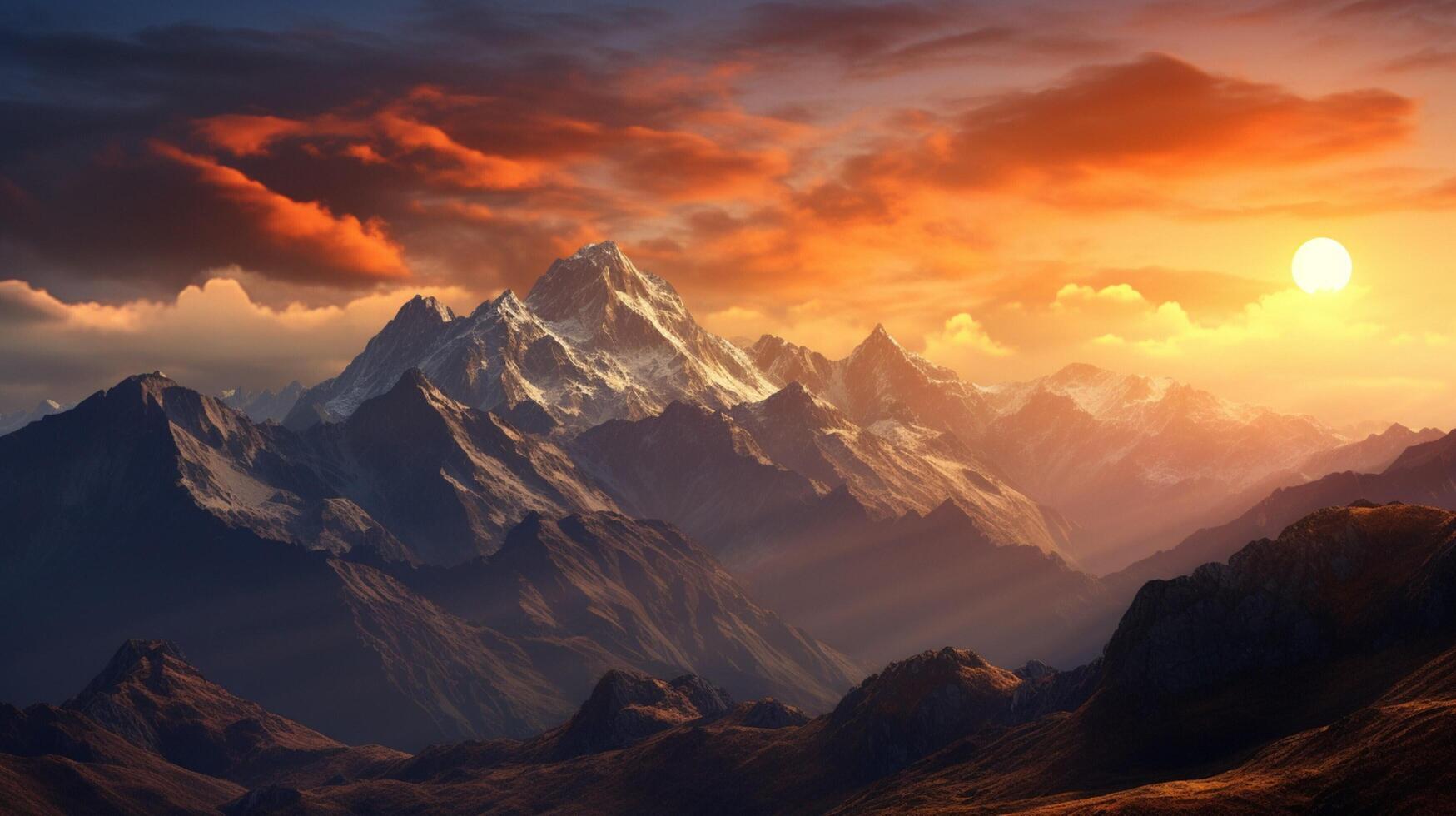 AI generated Mountain Range at Dawn Background photo