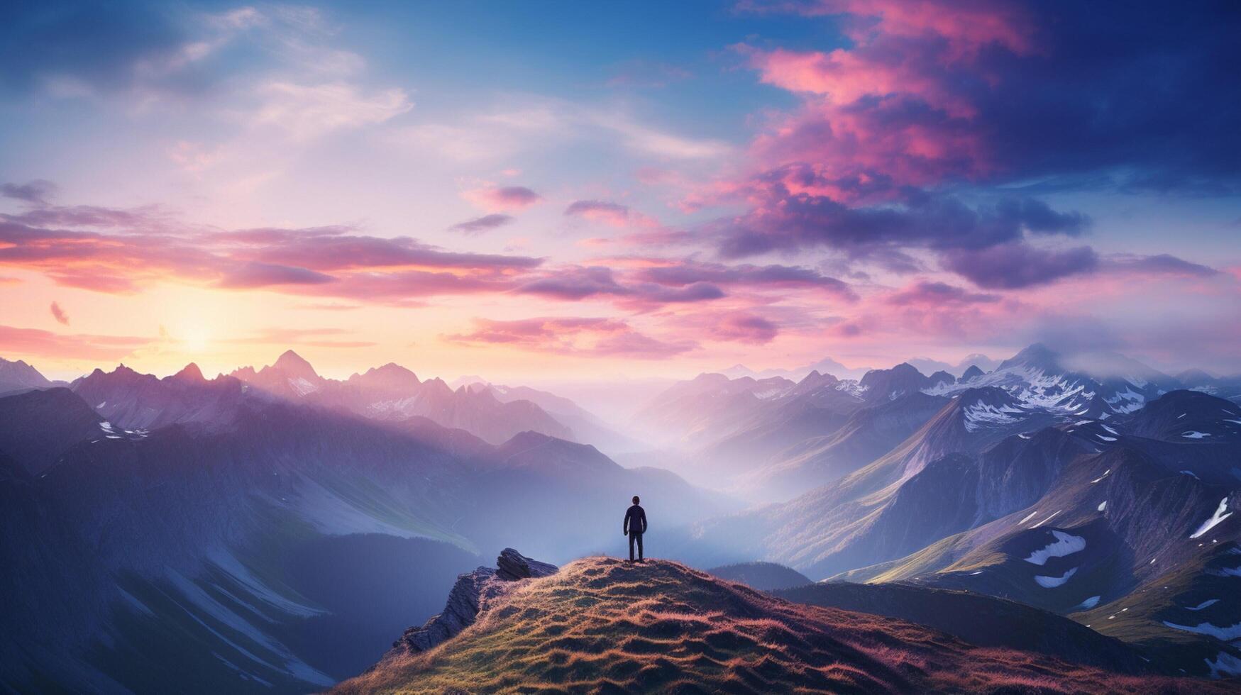 AI generated Mountain Range at Dawn Background photo