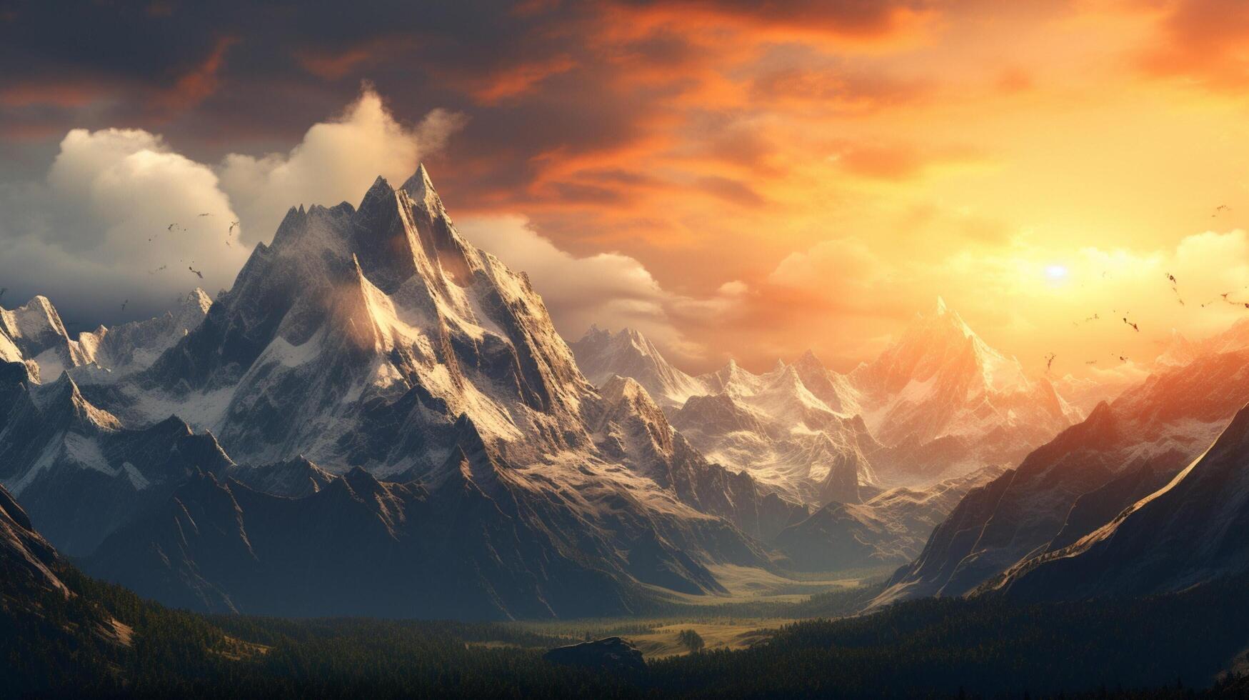 AI generated Mountain Range at Dusk Background photo