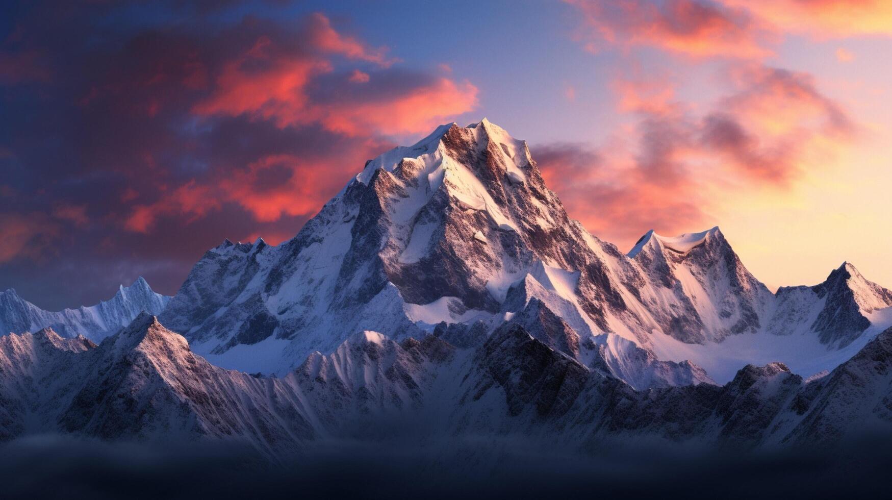 AI generated Mountain Range at Dusk Background photo