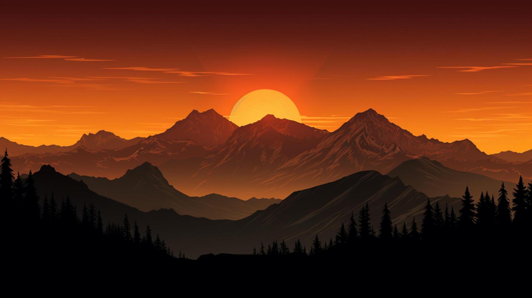 AI generated Mountain Range Silhouette Background photo