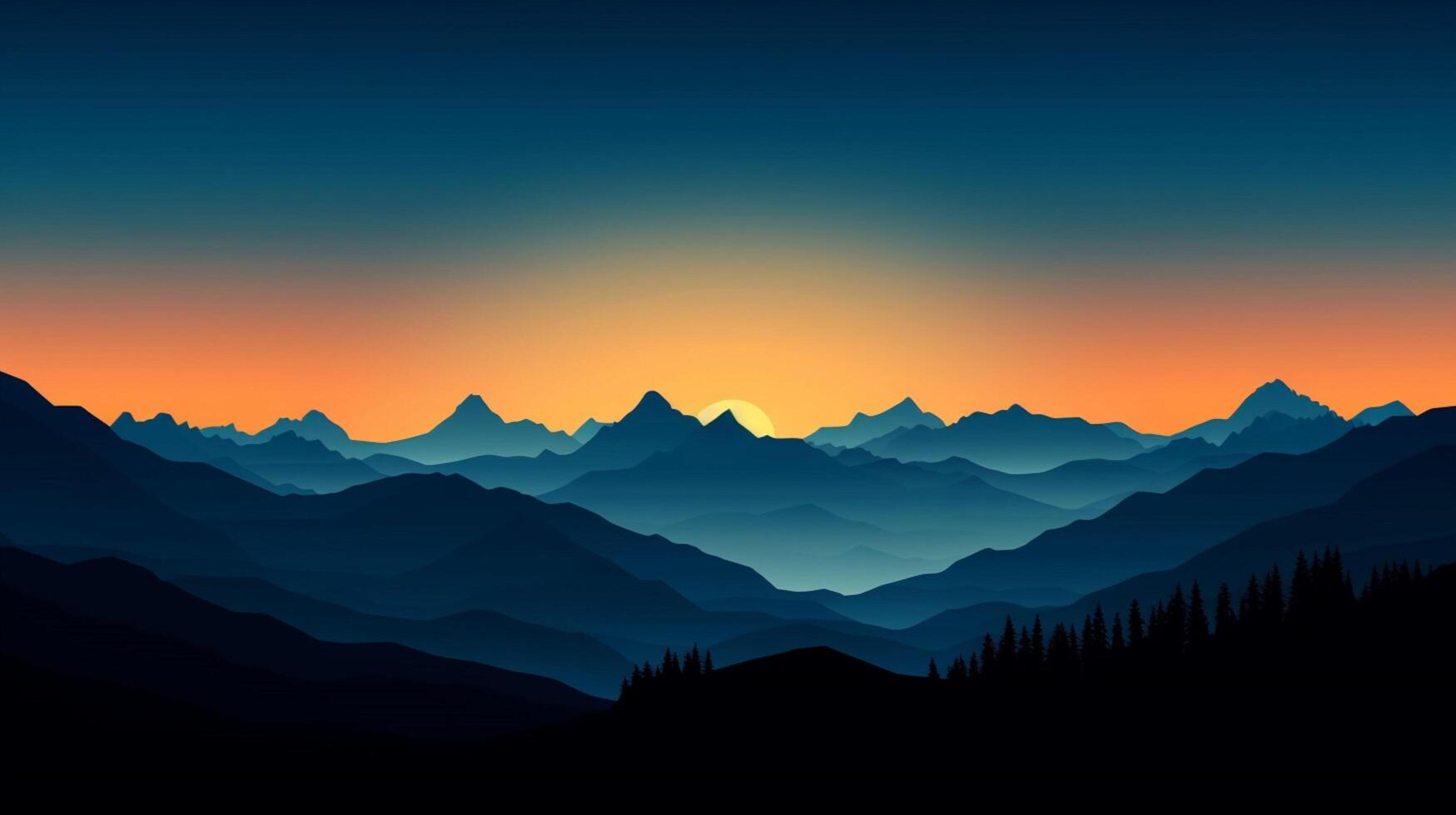 AI generated Mountain Range Silhouette Background photo