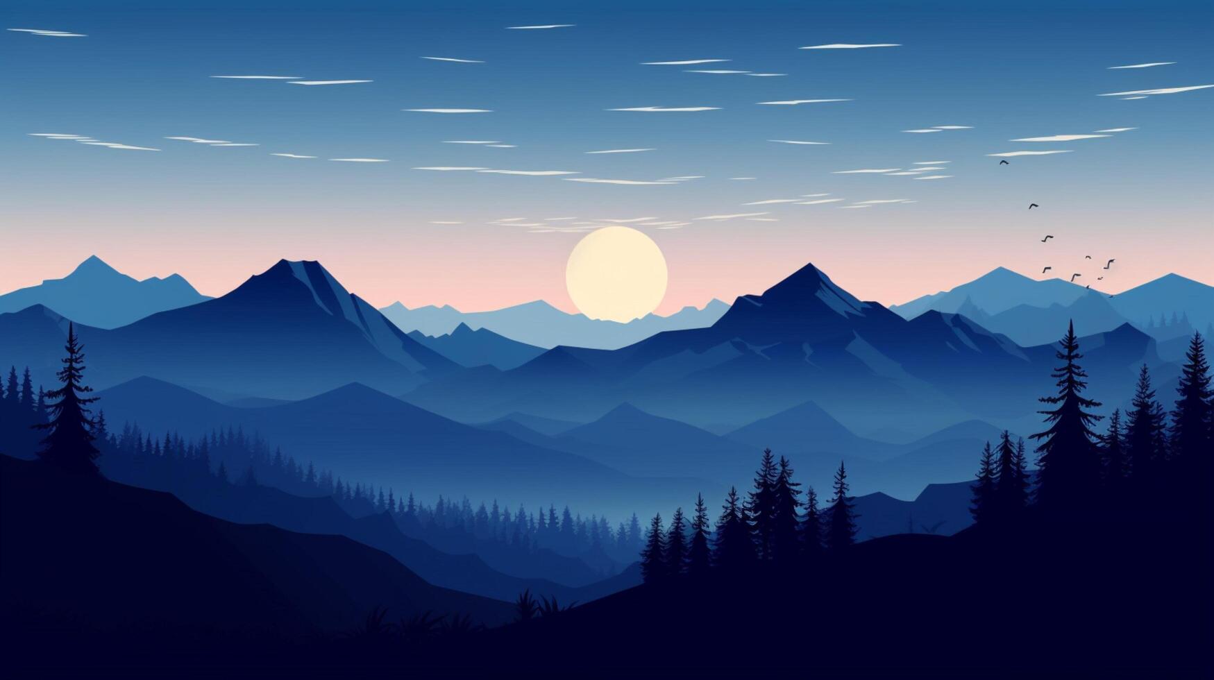 AI generated Mountain Range Silhouette Background photo
