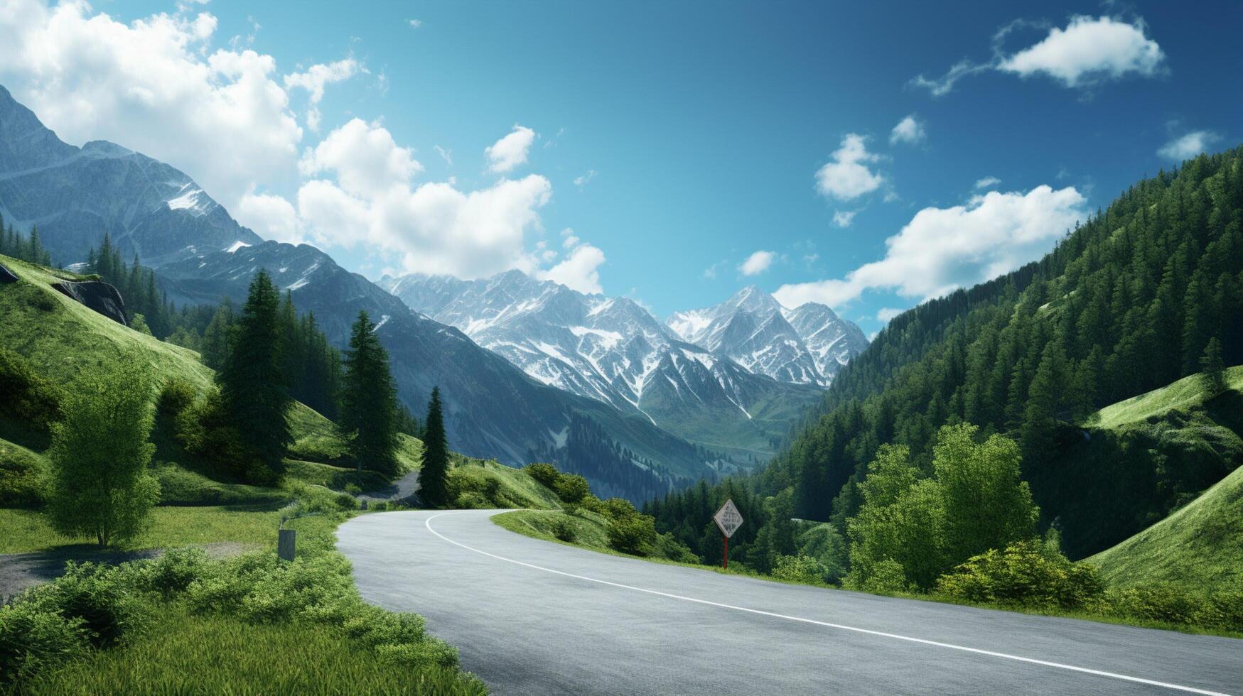 AI generated Mountain Road Background photo