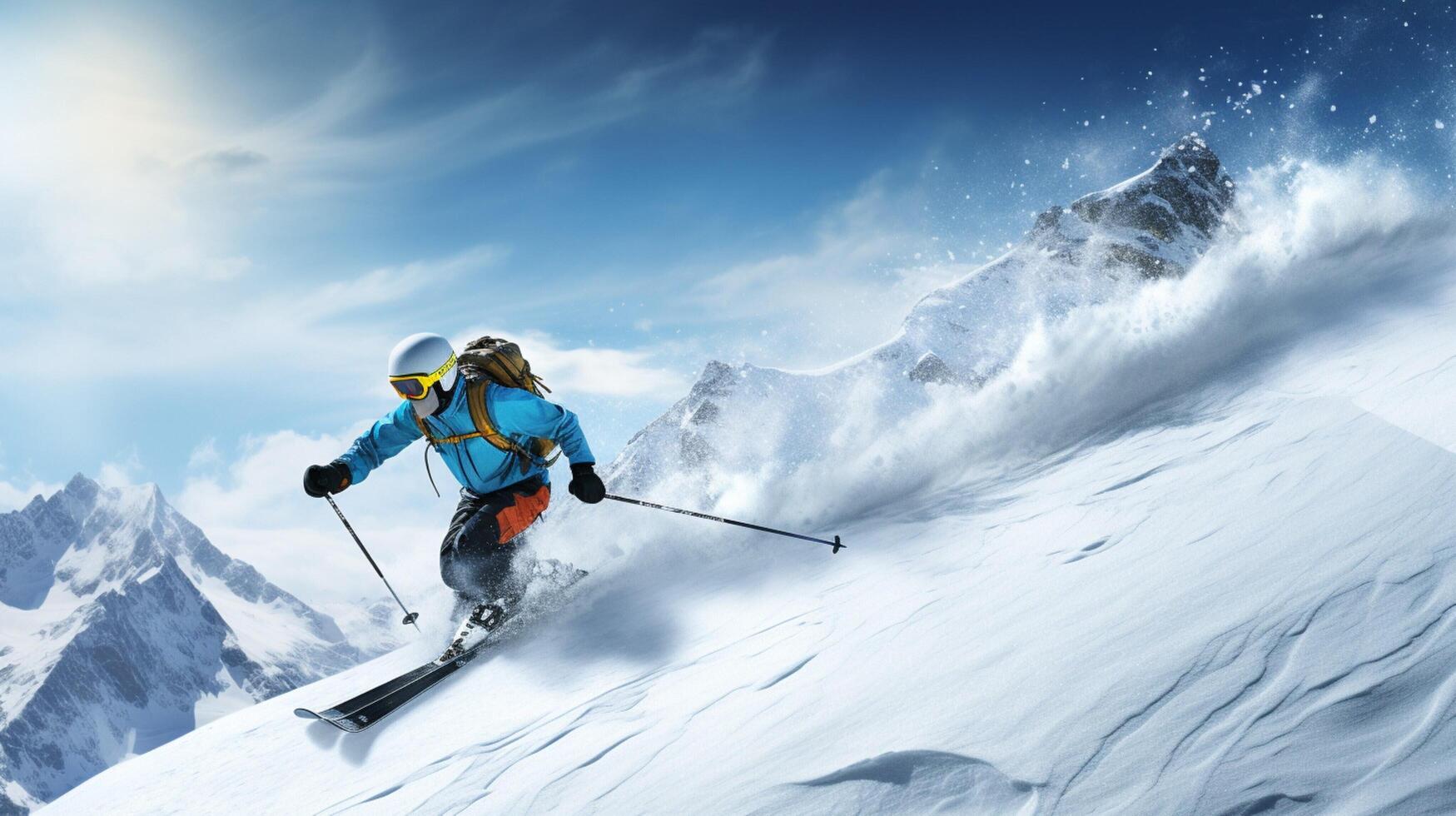 AI generated Mountain Skiing Background photo