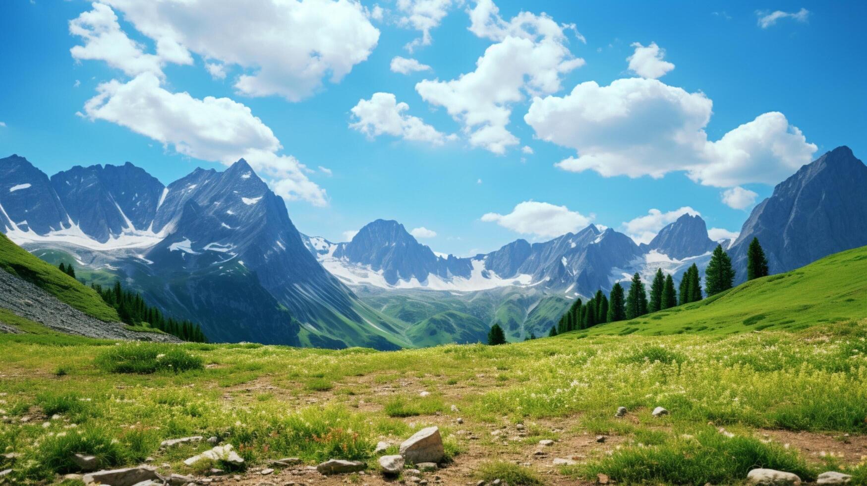 AI generated Mountain Summer Relaxation Background photo