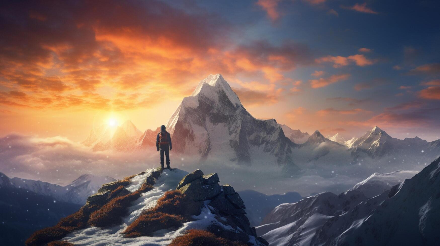 AI generated Mountain Summit Achievers Background photo