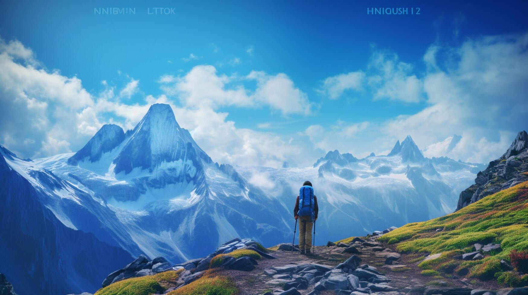 AI generated Mountain Trekking Background photo