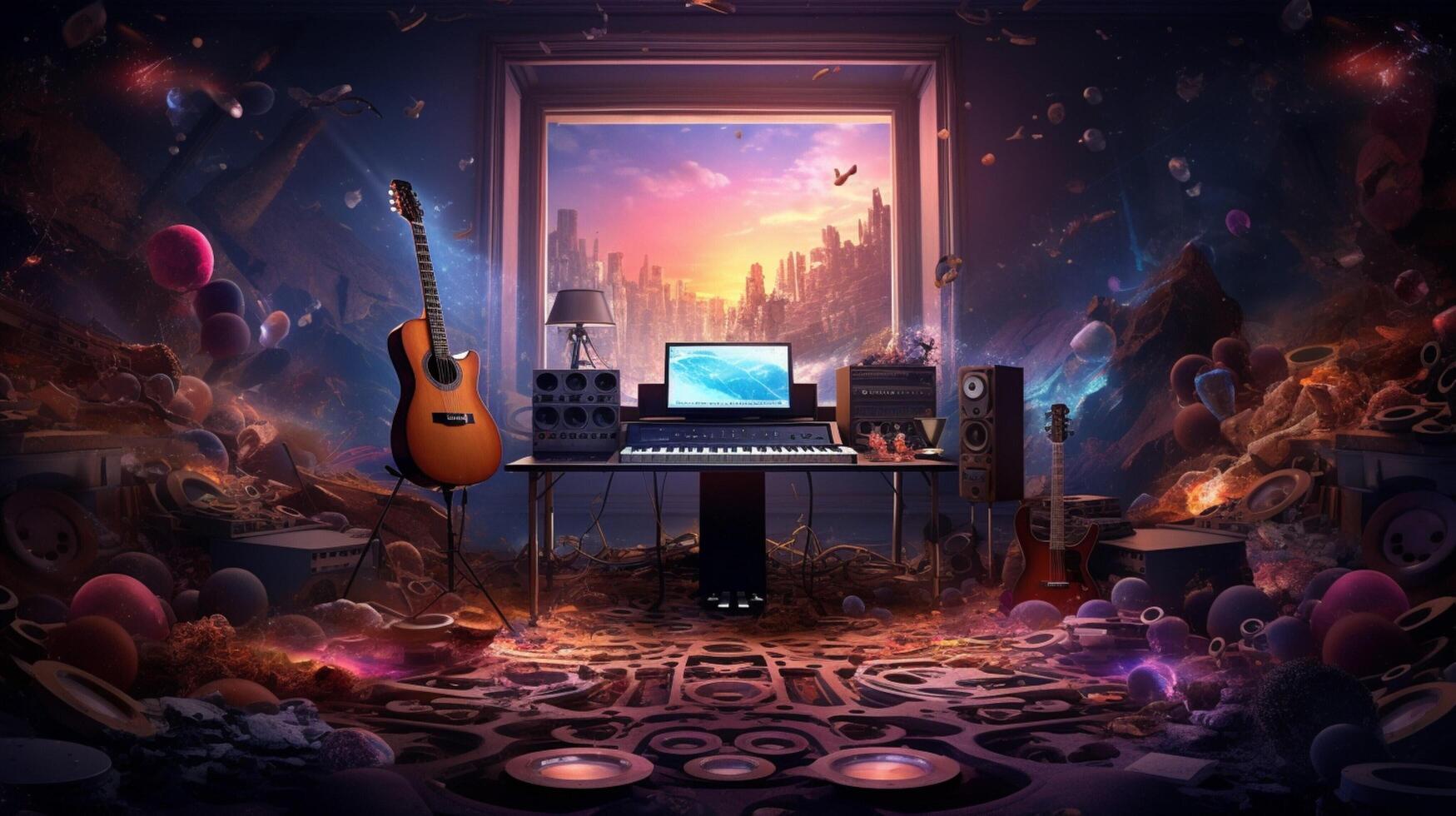 AI generated Music game background photo