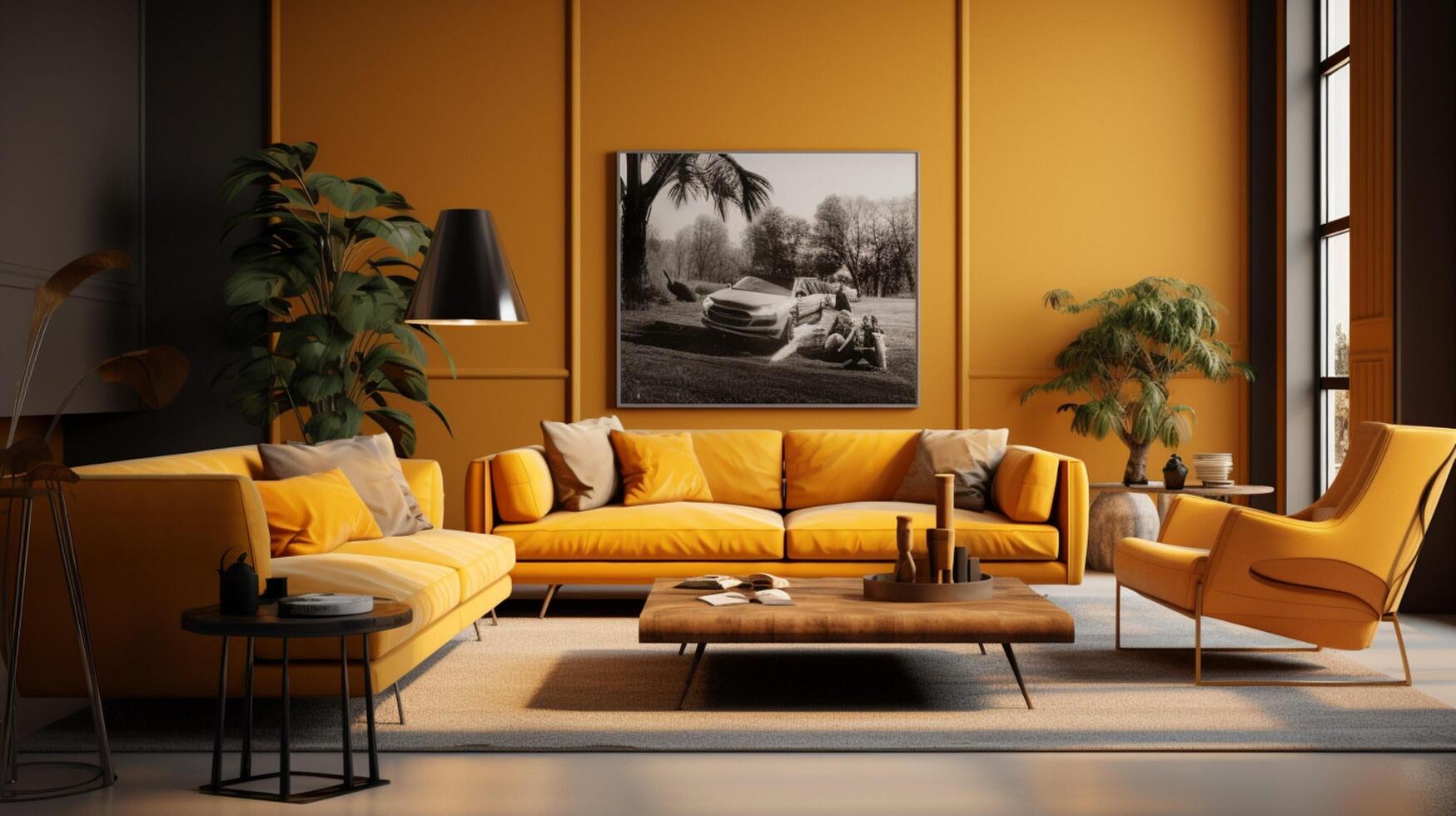 AI generated Mustard interior design photo