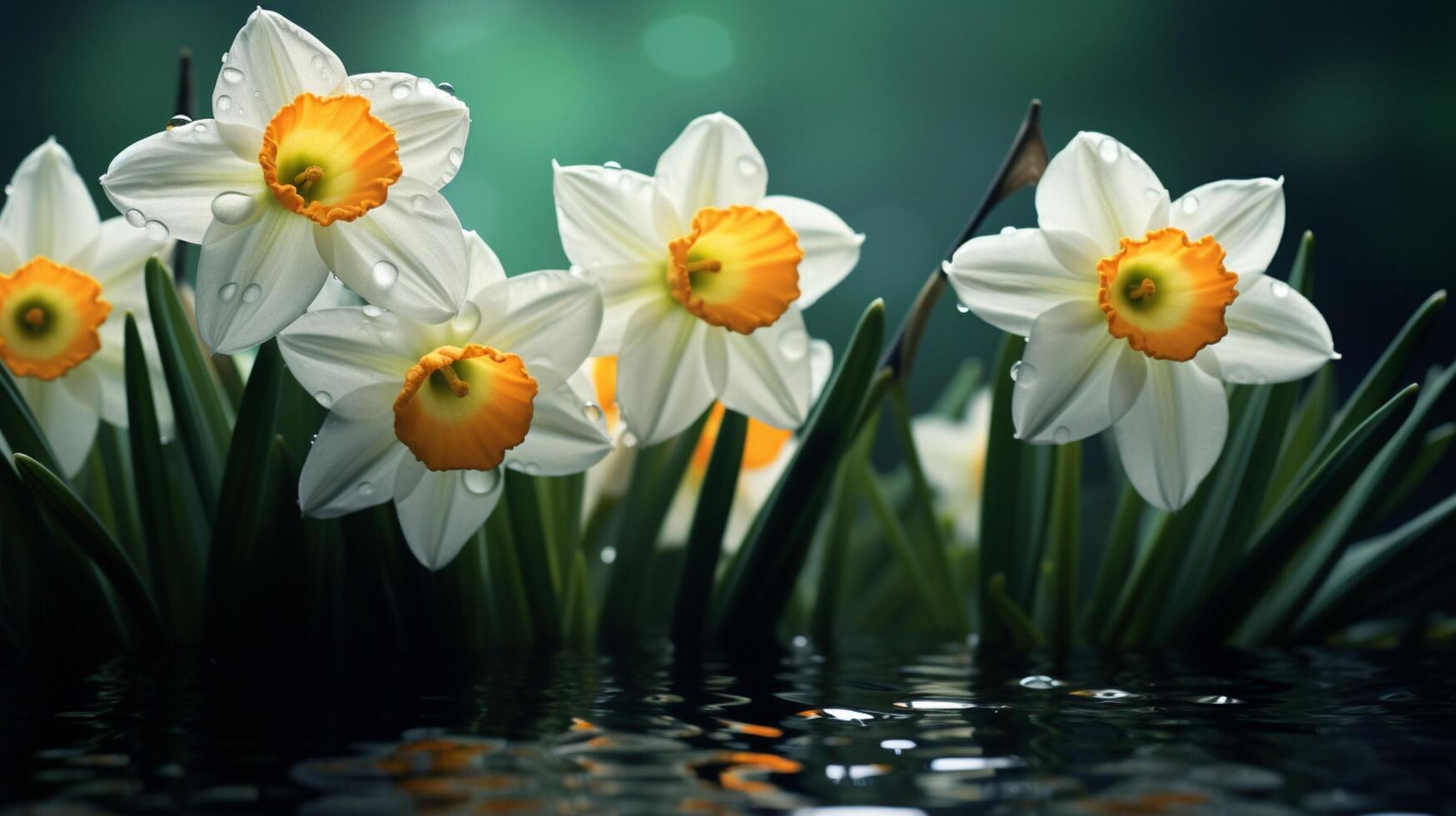 AI generated Narcissus Floral Background photo