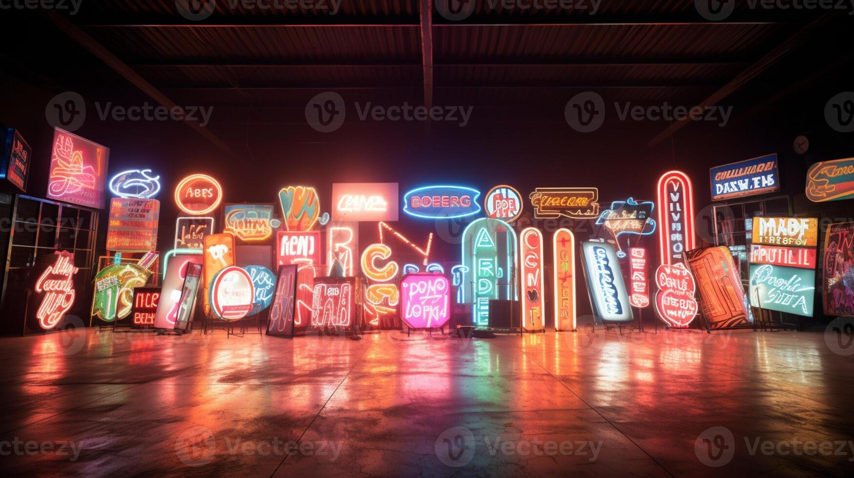 AI generated Neon Lights and Signs background photo