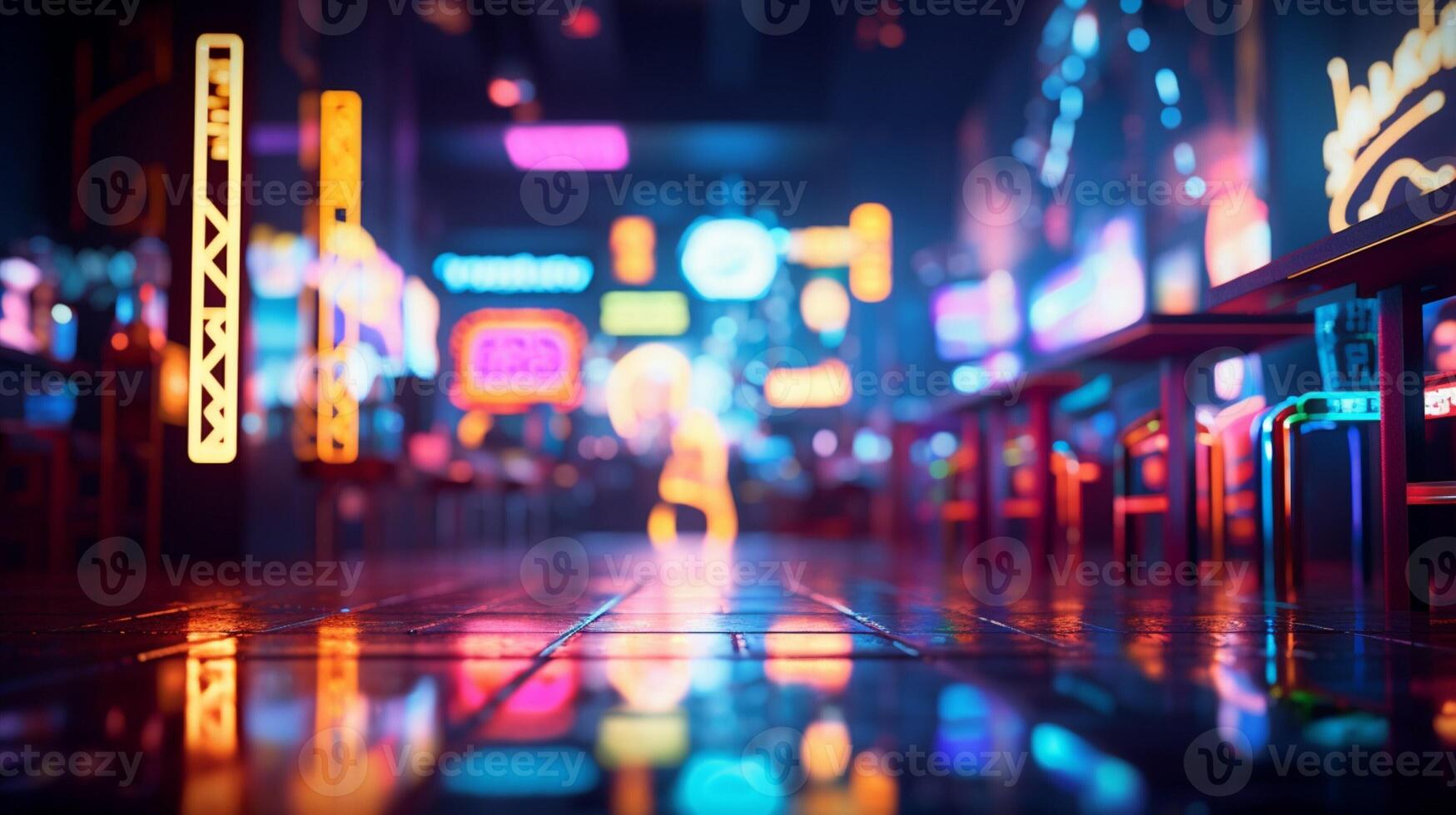 AI generated Neon Sign Bokeh Background photo