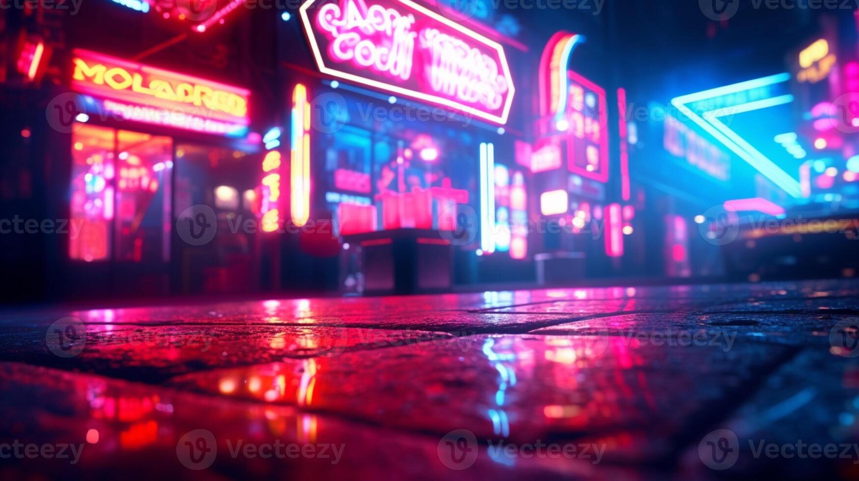 AI generated Neon Sign Bokeh Background photo