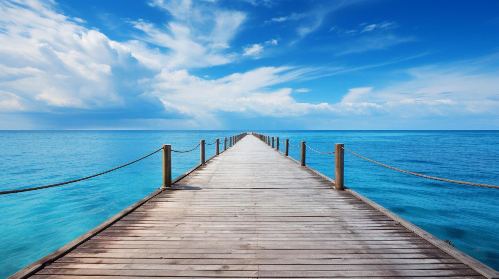 AI generated Ocean Pier Landscape Background photo