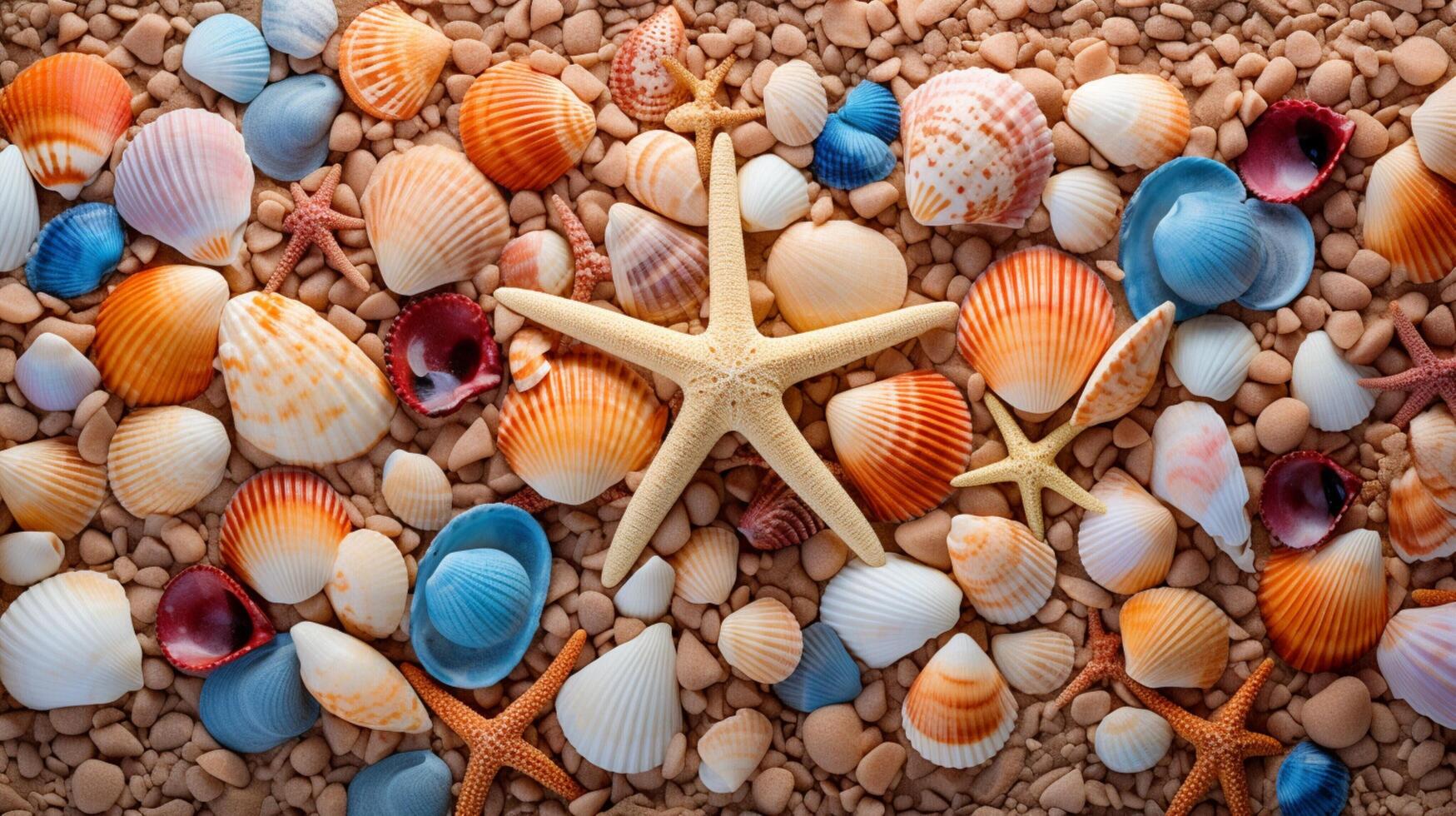 AI generated Ocean Seashell Collection Background photo