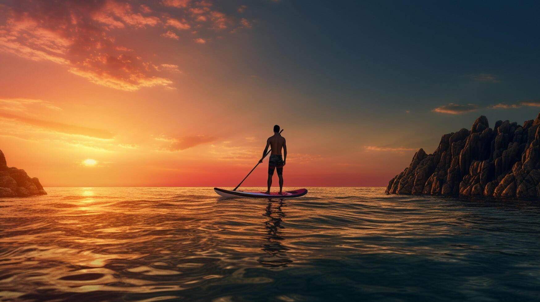 ai generado Oceano Levántate paddleboarding antecedentes foto