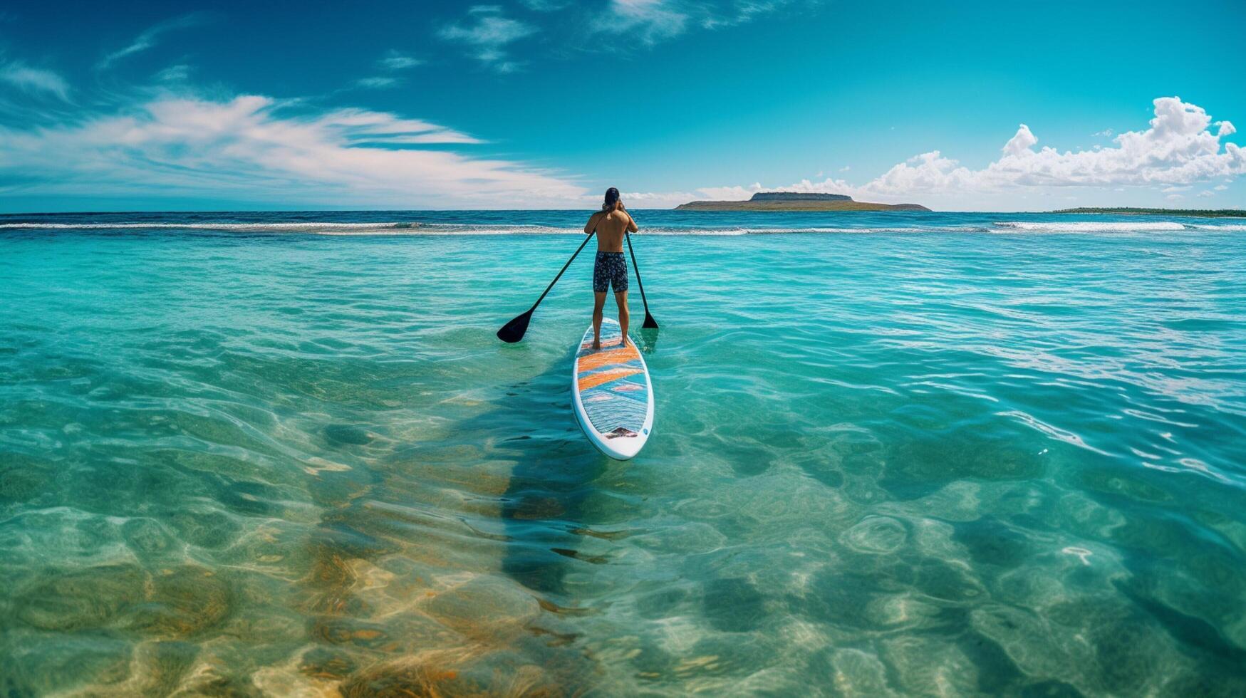 ai generado Oceano Levántate paddleboarding antecedentes foto